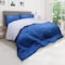 Hotel Linen Klub Reversible Down Alternative Comforter Set, Ultra Soft Brushed Stripe Microfiber Fabric, 200GSM Soft Fibersheet Filling, Size: Single 160 x 200cm, Royal Blue &amp; Lt. Grey