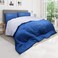 Hotel Linen Klub Reversible Down Alternative Comforter Set, Ultra Soft Brushed Stripe Microfiber Fabric, 200GSM Soft Fibersheet Filling, Size: Single 160 x 200cm, Royal Blue &amp; Lt. Grey