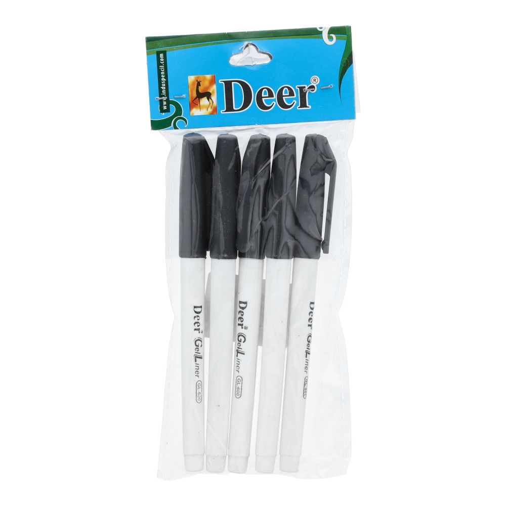 Deer Gel Liner Pen Black 5 Pcs
