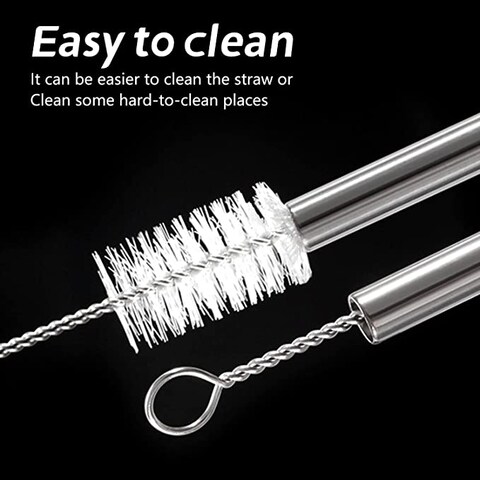 Aiwanto 2Packs Metal Straws Reusable Stainless Steel Drinking Straws Fit All Size Tumblers With 1 Cleaning Brushes
