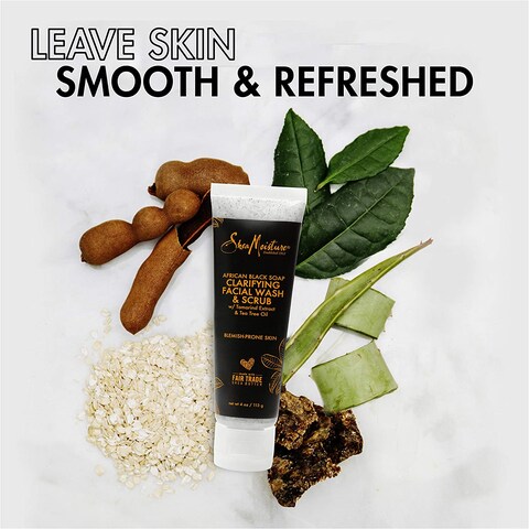 Shea Moisture African Black Soap Problem Facial Wash And Scrub, 113 G