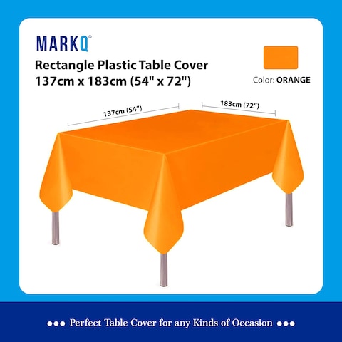 Markq Plastic Tablecloth for Rectangle Table 54&quot; x 72&quot; Disposable Table Cover for Bridal Shower Wedding Birthday Party Decorations (Orange)