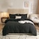 Luna Home Washable Cotton 6 Piece King Size Duvet Cover Plain Design, Plain Black Color