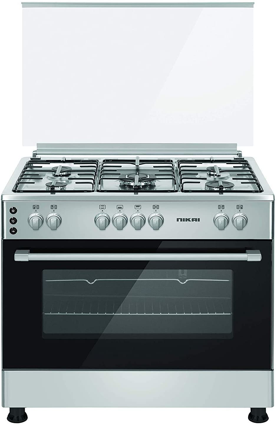 Nikai Gas Cooker 90 * 60Cm 5 Burners U9066Fssptn10 Full Safety Auto Ignition Rotisseries Full Grill Function.