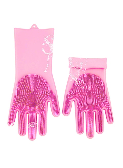 Generic Magic Silicone Gloves With Wash Scrubber Pink 170g