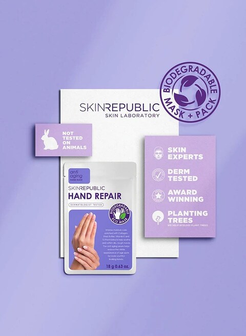 Skin Republic Hand Repair Mask Intensely Moisturising Brightens Dark Spots With Vitamin E 18G Pack Of 10