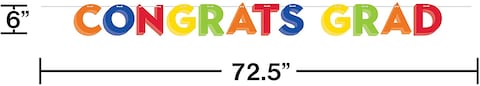 Creative Converting Congrats Grad Party Banner with Twine- 6-Inch x 96-Inch Size- Multicolor