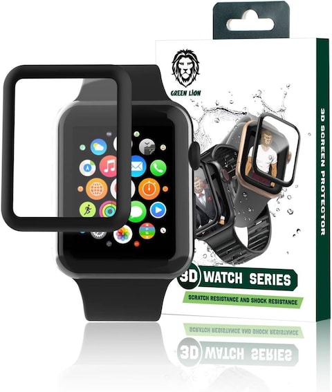 Green Lion 3D HD Glass Screen Protector Compatible For Apple Watch 41mm, Dust &amp; Scratch Resistance, Sensitive Touch, HD &amp; Matte Tempered Glass, Shockproof Smartwatch Cover - Black (41mm)