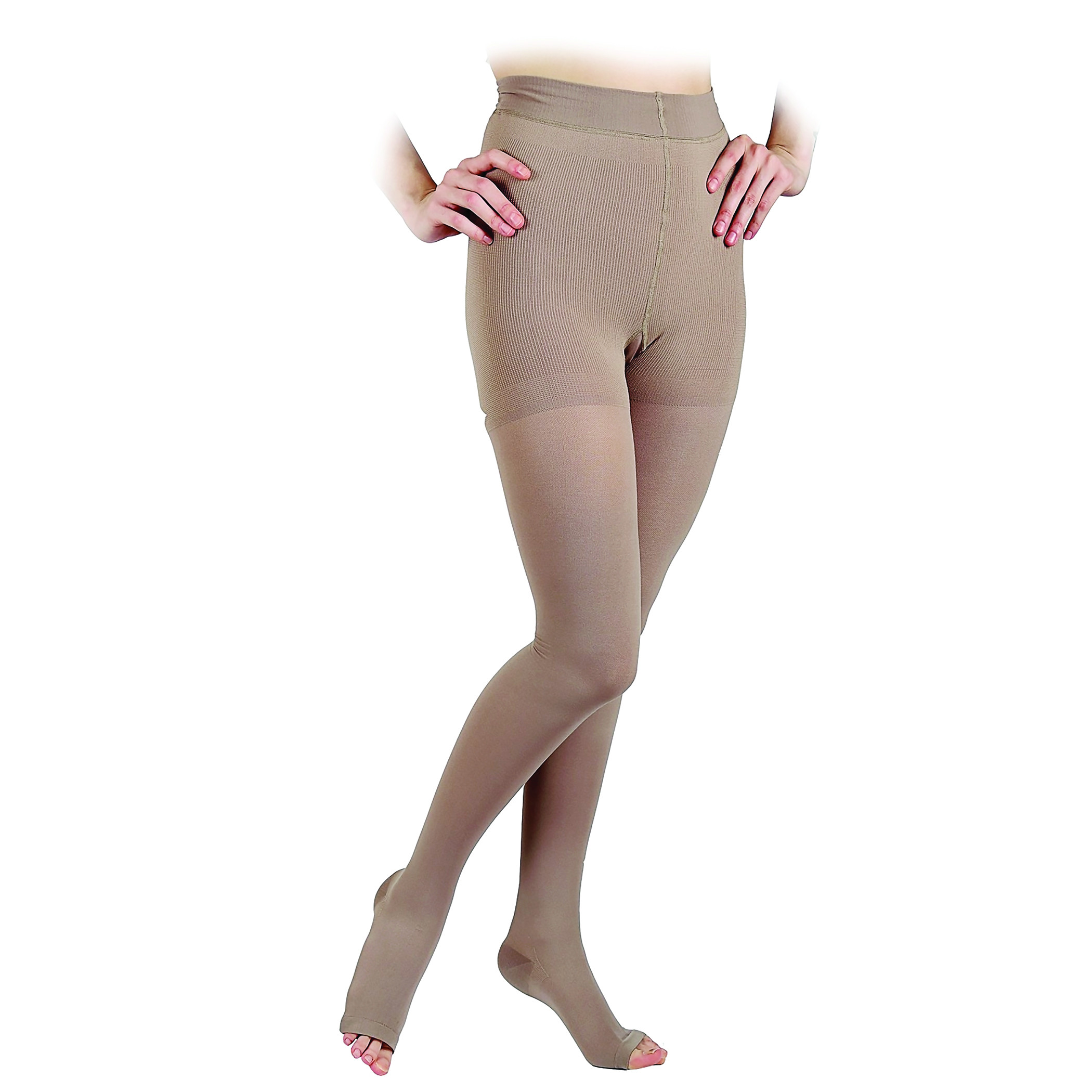 Go Silver Panty Hose, Compression Socks,Class 1 (18-21 mmHG) Open Toe Flesh Size 4