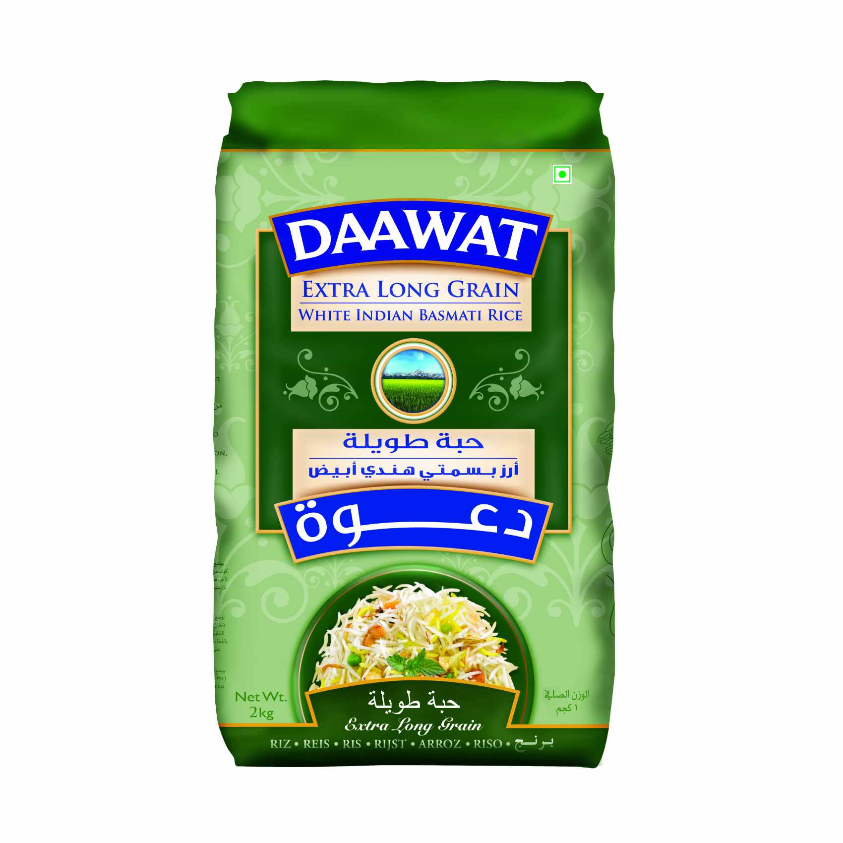 Daawat Extra Long Grain White Indian Basmati Rice 2kg