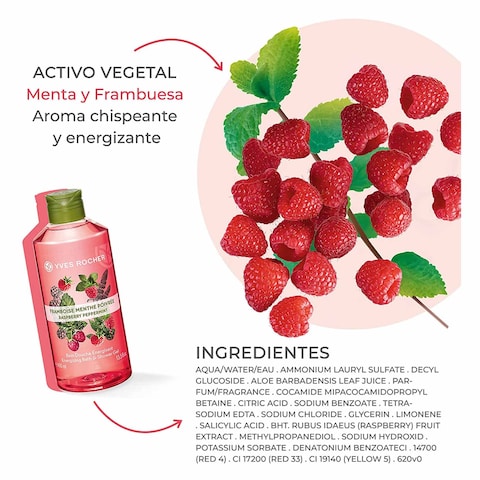 Yves Rocher Raspberry And Peppermint Energizing Bath And Shower Gel 400ml