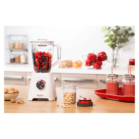 Moulinex Blender with Grinder and Grater - 800 Watt - 2 Liters - White - LM4231EG