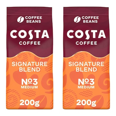 Costa Coffee Signature Blend Number 3 Medium Roast Coffee Beans, 200g Pack of 2