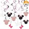 Eillet Minnie Happy Birthday Hanging Swirl Decorations, Ceiling Streamers Mini Mouse Party Supplies, Favors For Kids Girls Glitter Rose Gold, Black And White Decor