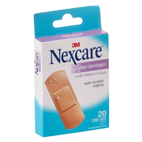 Buy NEXCARE SHEER BANDAGES WATER RESISTANT MATERIAL ONE SIZE 20PSC in Kuwait