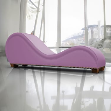 In House Romantic Chaise Longue Luxury And Romantic Design Sofa With Bed Mode Of Velvet Fabric With Lower Decorative Brown Buttons - Light Purple