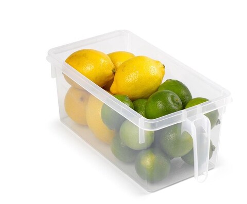 PLASTIC FORTE  Fridge Organizer &amp; Drawer with Handle, Semi-Transparent