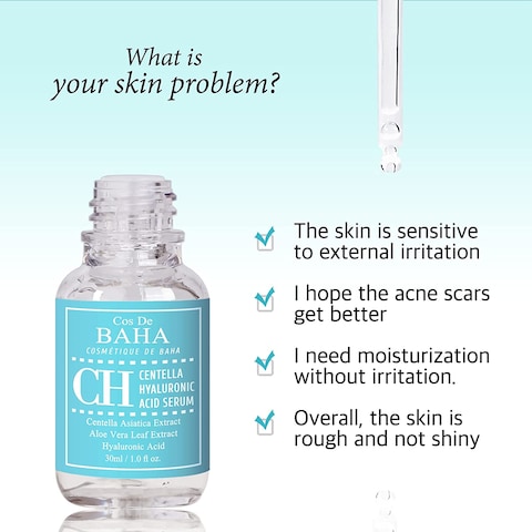 Cos De Baha Centella Asiatica Soothing Calming Serum For Face/Neck, Lightweight Hydrate Boost Smooth, Daily Face Moisturizer, Silicone-Free, Fragrance-Free, 1 Fl Oz