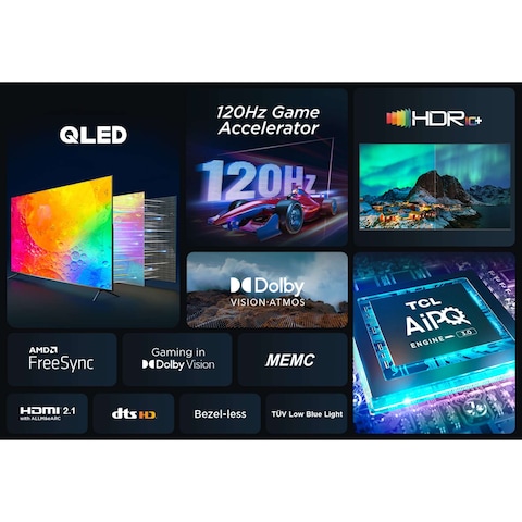 TCL 85-Inch 4K Google Smart QLED TV 85C645 Black