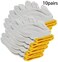 Abbasali White Gloves With Yellow Edge Washable Glove Cotton Gloves Plain Seamless Workwear Gloves Protective Industrial Work Gloves 10 Pairs Good For Wood Worker Factory Working