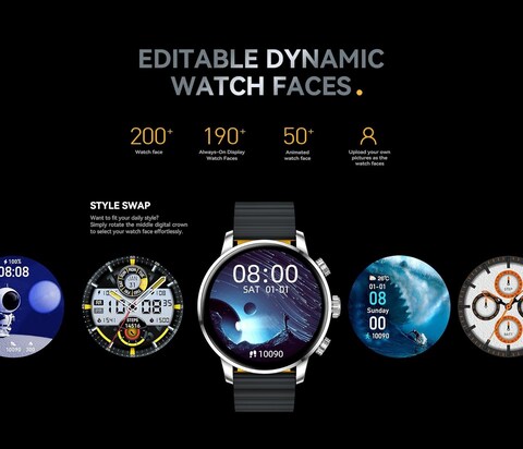 Kieslect Kr2 Smart Calling Watch with dual core triple speed - silver/yellow
