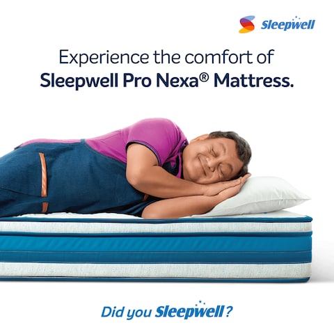 Sleepwell Nexa Classic   Resitec Foam   Single Bed Size   Medium Firm   Neem Fresche Technology   Anti Sag Mattress (200L x 90W x 25H cm)