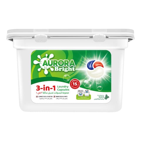 Aurora Bright 3-in-1 Laundry Capsules Eucalyptus Scent 15 Capsules 225g