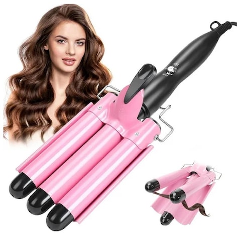 HYX 3 Barrel Curling Iron Wand 1 Inch Crimper Hair Iron 25mm Waver Iron Temperature Adjustable Heat Up Quickly Last Long Mermaid Hair Waver Iron