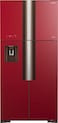 Hitachi 540L Net Capacity Inverter Compressor French Door Refrigerator Glass, Red, RW760PUK7GRD
