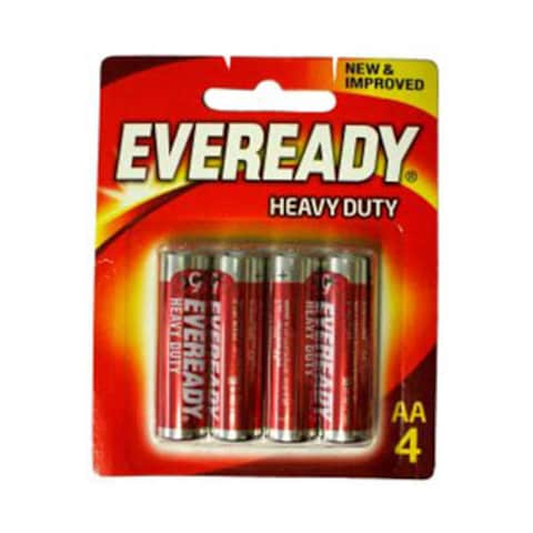 Eveready Alkaline Battery Heavy Duty AA 4 Batteries Red