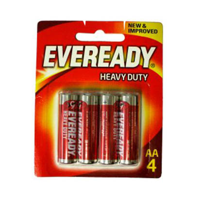 Eveready Alkaline Battery Heavy Duty AA 4 Batteries Red