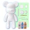 DIY CREATE YOUR OWN UNIQUE ACRYLIC FLUID POURING PAINT BEAR (9 inch - 23 cm) COMPLETE SET, colors: White, Light-Blue, Gold. Arts and Crafts, Customize Handmade Creative Birthday Gift