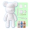 DIY CREATE YOUR OWN UNIQUE ACRYLIC FLUID POURING PAINT BEAR (9 inch - 23 cm) COMPLETE SET, colors: White, Light-Blue, Gold. Arts and Crafts, Customize Handmade Creative Birthday Gift