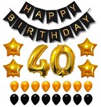 Buy Party Time 23-Pieces Decoration Set of Black Happy Birthday Banner, Foil Balloon and Black  Gold Latex Balloons For 40th Birthday Party Decoration - Party Supplies in UAE