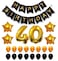 Party Time 23-Pieces Decoration Set of Black Happy Birthday Banner, Foil Balloon and Black &amp; Gold Latex Balloons For 40th Birthday Party Decoration - Party Supplies