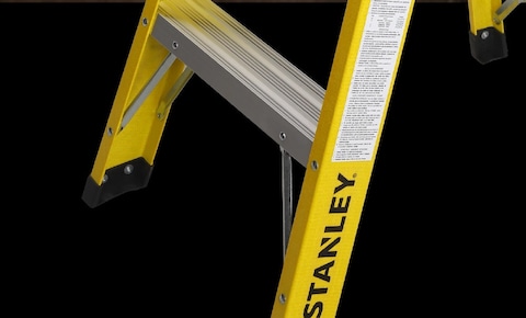 STANLEY Step Ladder, 4 Steps Fibre Ladder with Non-Slip Rubber Edge Guards &amp; 150 KG Loading Capacity - EN131 Approved