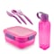 M-Design Lunch Set - 2.1L Lunch Box with 800ml Water Bottle and 3-Piece Cutlery Set - Pink/Purple