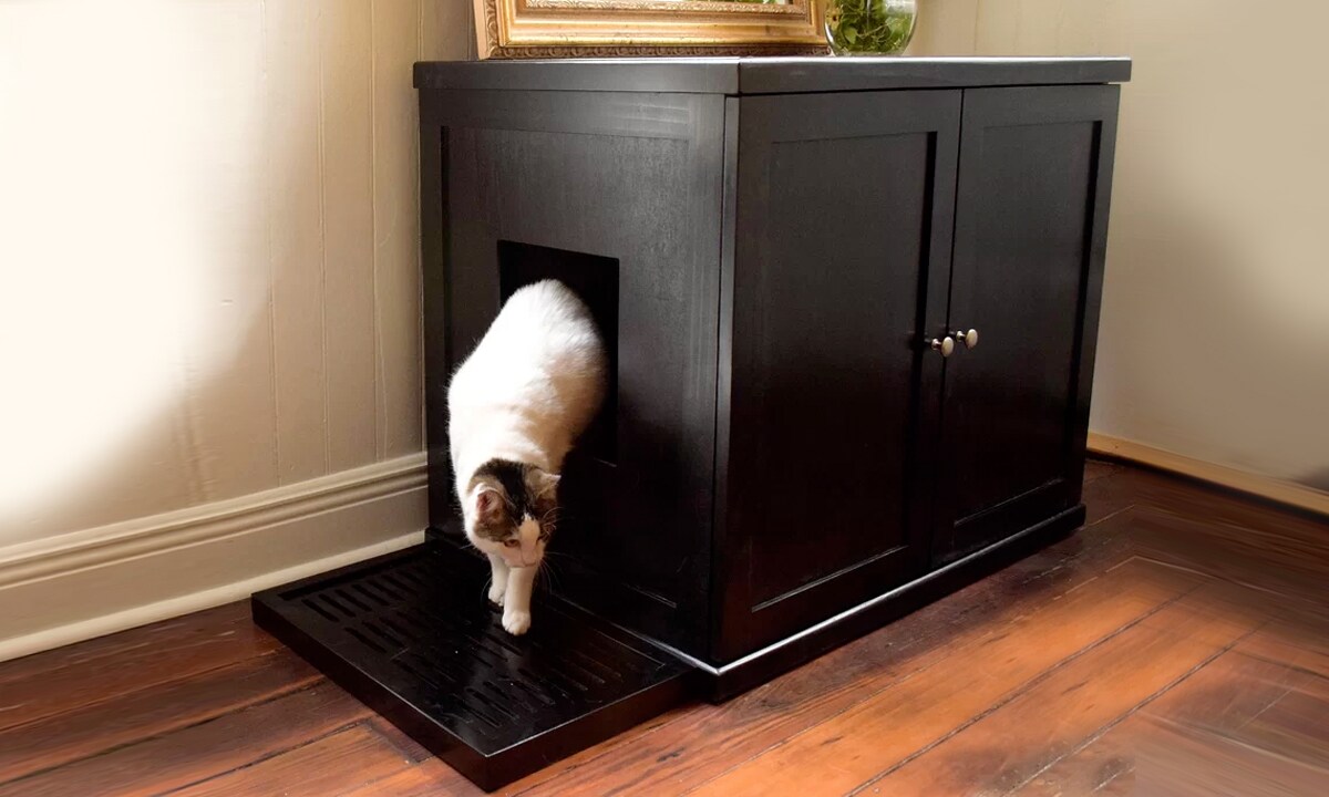 Buy AtoZ Furniture - Kitty Enclosed Wooden End Table & Litter Box ...
