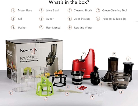Kuvings B1700 Professional Cold Press Whole Slow Juicer, Red