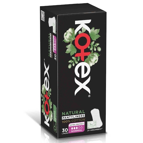 Kotex Natural Panty Liners 100% Cotton Normal Size 30 Daily Panty Liners