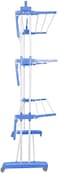 Clothes Drying Rack 3-Tiers with Retractable Trays, Collapsible Shelves, Rolling and Base with Casters, Stainless Laundry Dryer Indoor/Outdoor Standing Rack Blue