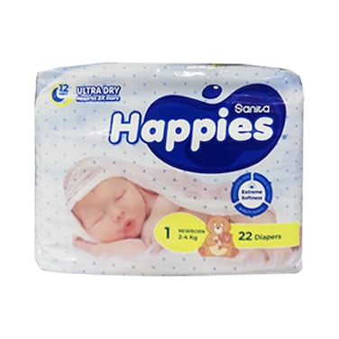 Sanita Happies Ultra Dry Stage 1 Diapers Newborn 22 Count 2 To 4KG