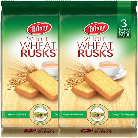 Buy Tiffany, Milk Rusks, Whole Wheat Crispy and Crunchy Toasts with Cardamom, 335g x 2 in Kuwait