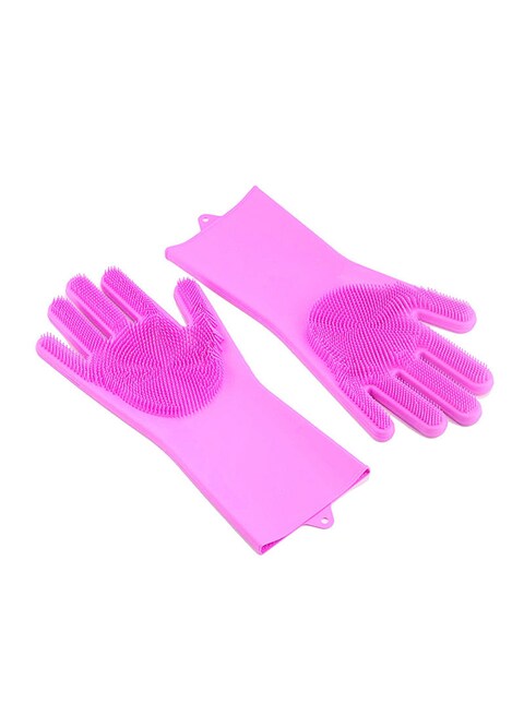 Generic Magic Silicone Gloves With Wash Scrubber Pink 170g