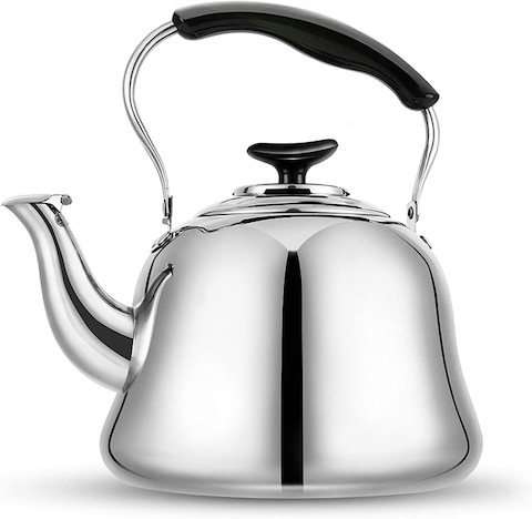 HTH Whistling Tea Kettle Stovetop, Stainless Steel, Mirror Finish, 3L