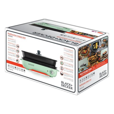 Black &amp; Decker Multifunction Hotpot Electric Grill GMF1400-B5 Green and Black 1400W