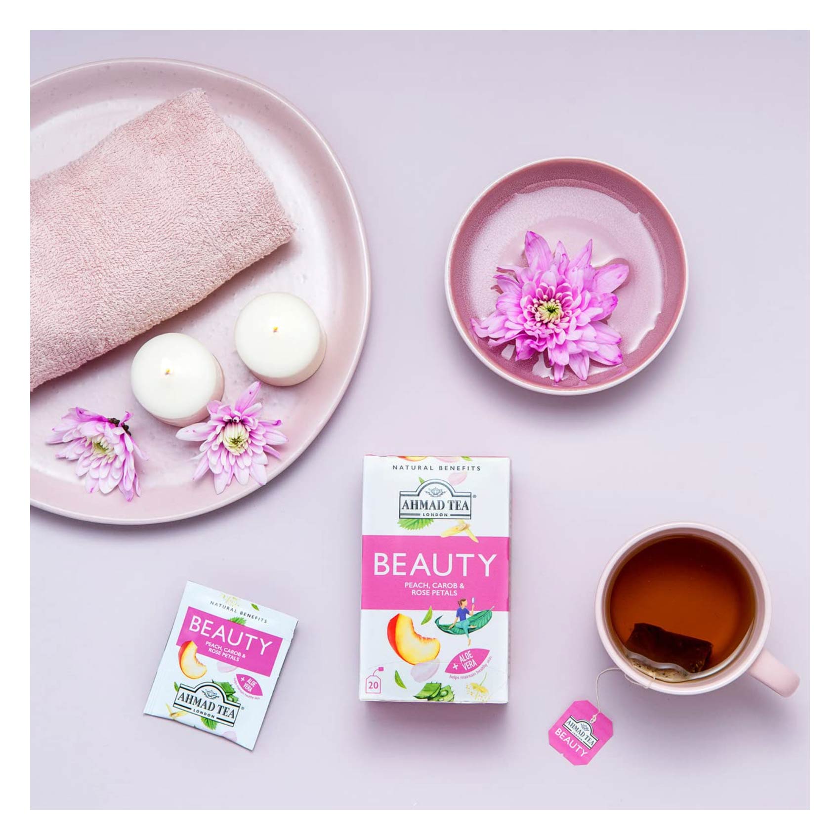 Ahmad Tea Natural Benefits Beauty Peach Carob And Rose Petals 20 Bags product thumbnail 3