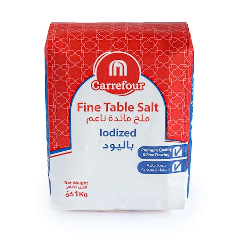 Buy Carrefour Iodized Fine Table Salt 1kg in UAE