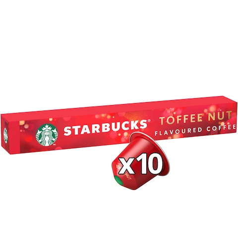 Starbucks Toffee Nut Flavoured Coffee by NESPRESSO, STARBUCKS BLONDE Roast Coffee Pods, 51g Tube of 10