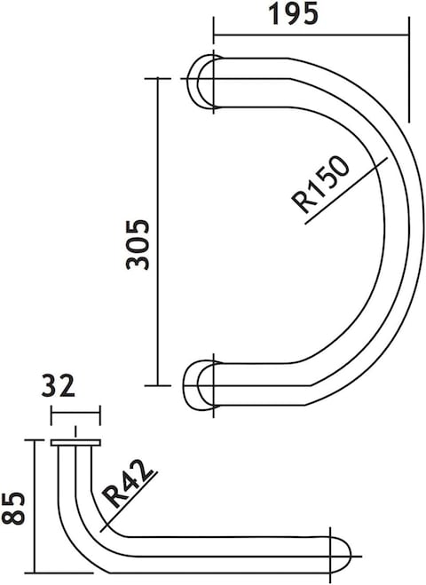 AL ARQAM Heavy Duty Stainless Steel C Type Double Side Push-pull Door Handle - 305mm

